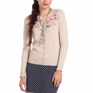 Anthropologie Tabitha Felt Floral Cardigan